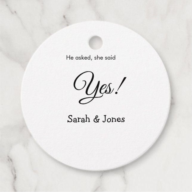 Er fragte, sie sagte ja Verlobung einfach minimal Geschenkanhänger (Vorderseite)