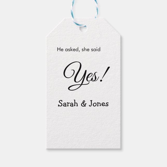 Er fragte, sie sagte ja Verlobung einfach minimal Geschenkanhänger (Vorderseite)