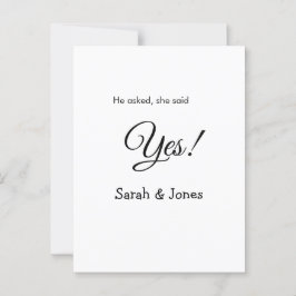 Er fragte, sie sagte ja Verlobung einfach minimal Postkarte