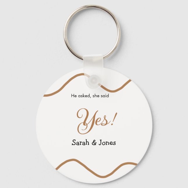 Er fragte sie sagte ja Verlobung einfach minimal  Schlüsselanhänger (Vorderseite)