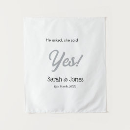 Er fragte sie sagte ja Verlobung einfach Silber Da Wandteppich