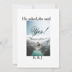 Er fragte sie sagte ja Verlobungsfoto Name stilvol Einladung