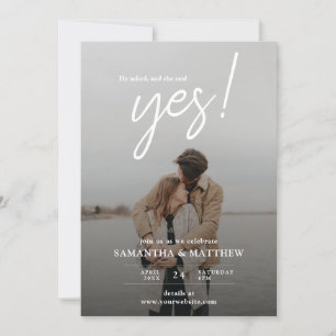 Er Fragte und sagte Yes Foto Engagement Party Einladung
