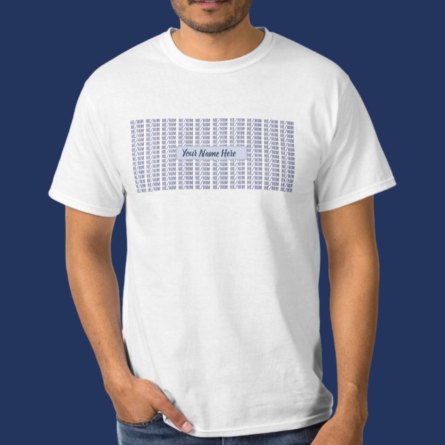 Er Geschlecht Pronomen in Blue Wiederholung T-Shirt (Von Creator hochgeladen)