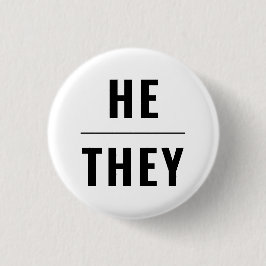 Er geschlechtsspezifische Pronouns Schwarz-weißer  Button
