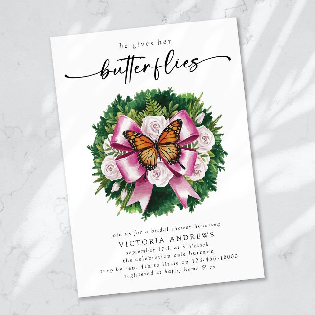 Er gibt ihr Brautparty mit den Schmetterlingen Einladung (Von Creator hochgeladen)