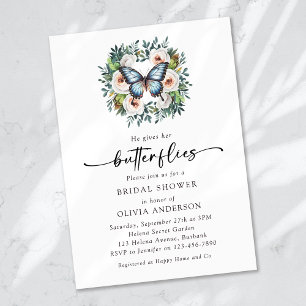 Er gibt ihr Brautparty mit den Schmetterlingen Einladung