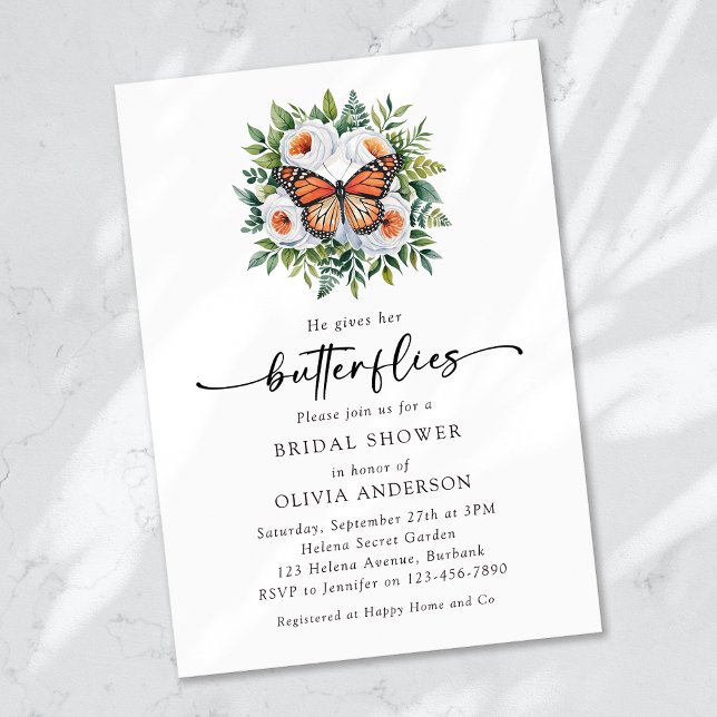 Er gibt ihr Brautparty mit den Schmetterlingen Einladung (Von Creator hochgeladen)