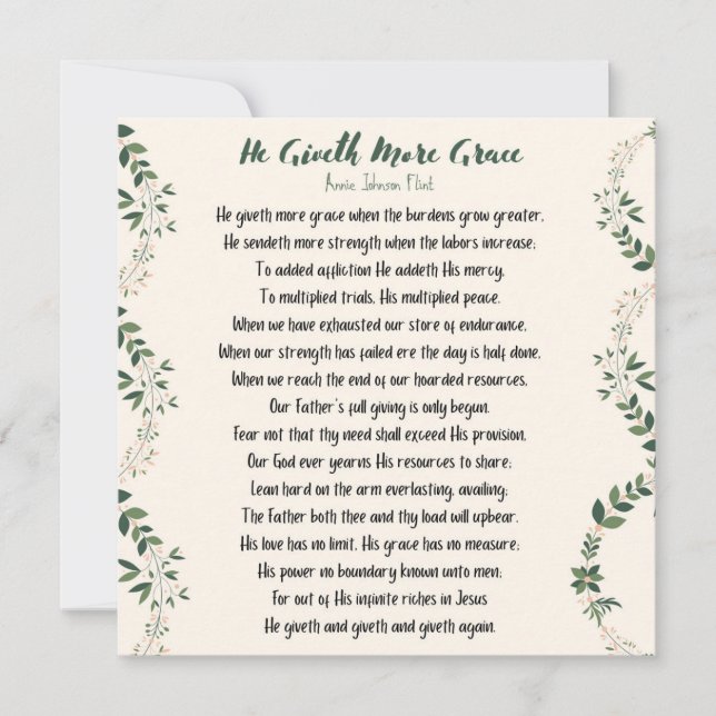 Er gibt mehr Grace Square Flat Card - Groß Mitteilungskarte (Vorderseite)