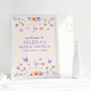 Er gibt mir Lila Schmetterlinge Begrüßungszeichen Poster