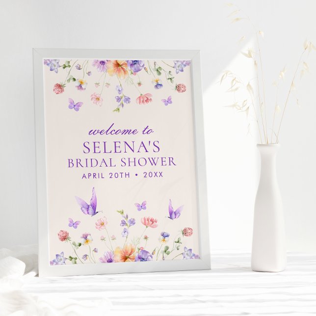 Er gibt mir Lila Schmetterlinge Begrüßungszeichen Poster (Von Creator hochgeladen)