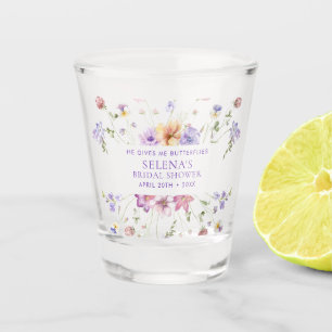 Er gibt mir Lila Schmetterlinge Brautparty Schnapsglas