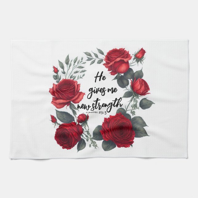 Er gibt mir neue Kraft Geschirrtuch (Horizontal)