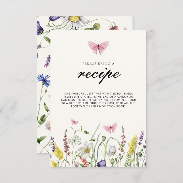 Er gibt mir Schmetterlinge Brautparty Rezept Begleitkarte (Vorne/Hinten)