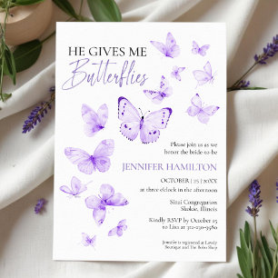 Er gibt mir Schmetterlinge Lavender Brautparty Einladung
