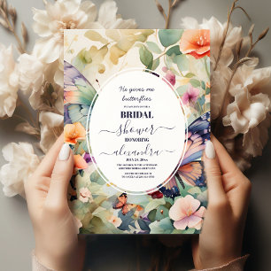Er gibt mir Schmetterlinge Lila Brautparty Einladung