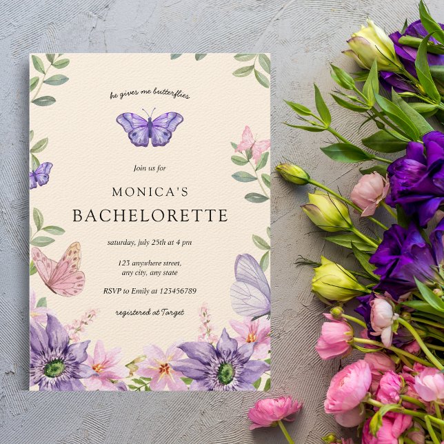 Er gibt mir Schmetterlinge Wildblumen Bachelorette Einladung (Von Creator hochgeladen)