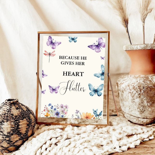 Er gibt mir Schmetterlinge Wildblumen Brautparty Poster (Von Creator hochgeladen)