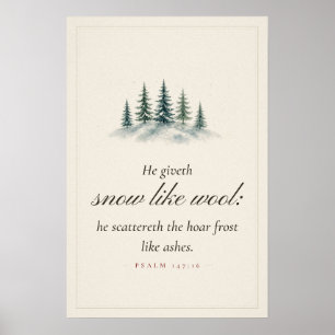 Er gibt Schnee wie Wolle Psalm 147:16 Winterkunst Poster