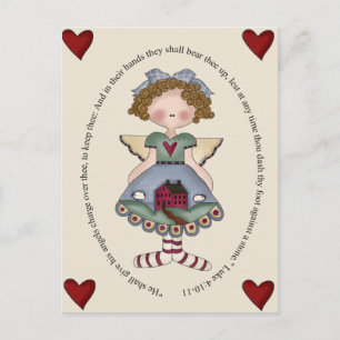 Er gibt seine Engels-Gebühr über Thee Postkarte