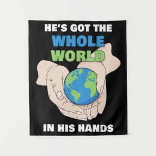 Er Got die ganze Welt in seinen Händen - die Glaub Wandteppich