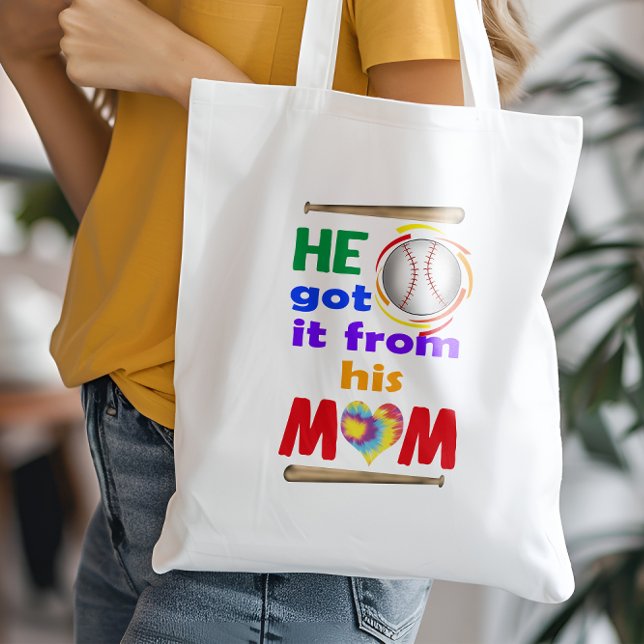 Er Got es von seiner Mama, Baseball Mama Sports Tragetasche (He Got It From His Mom Tote Bag)