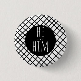 ER/HABM Pronouns Handmade Grid Schwarz-weiß CUSTOM Button