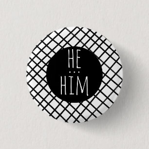 ER/HABM Pronouns Handmade Grid Schwarz-weiß CUSTOM Button