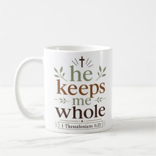Er hält mich ganz Inspirierendes christliches Hoff Kaffeetasse