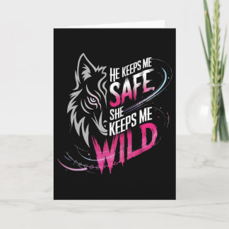 Er hält mich sicher Sie hält mich Wolf Art Liebhab Karte