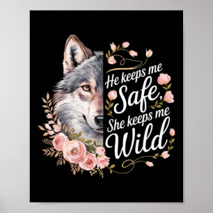 Er hält mich sicher Sie hält mich Wolf Art Liebhab Poster