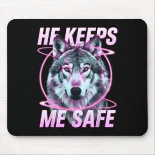 Er hält mich sicher Wölfe Valentinstag Für Liebend Mousepad