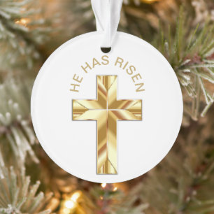 Er hat das religiöse Goldene Kreuz erwischt Ornament