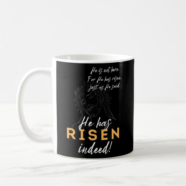 Er hat Jesus Christlich glücklichen Ostern Thorns  Kaffeetasse (Links)