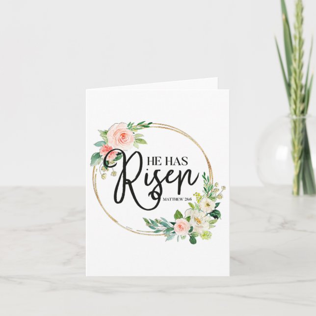Er hat Matthew 286 Flora Christlich Ostern Da Karte (Vorderseite)