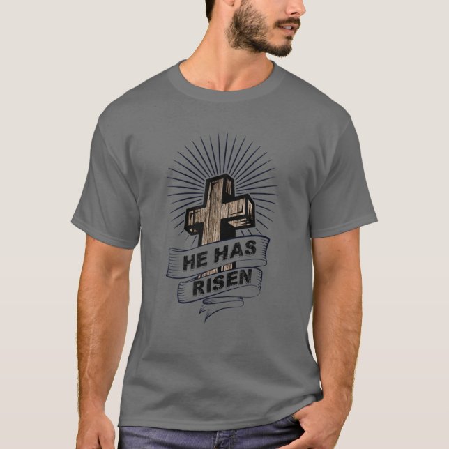 Er hat Matthew 28:6 Osteressa Jesus Auferstehung T-Shirt (Vorderseite)