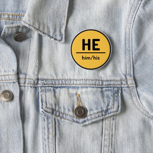 Er hat seinen Pronoun Button - gelb (Beispiel)