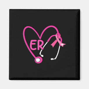 Er Herz Stethoskop rosa Ribbon Brustkrebs er Magnet