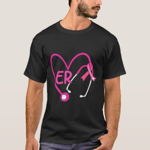 Er Herz Stethoskop rosa Ribbon Brustkrebs er T-Shirt