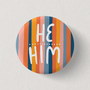 ER/HIM Pronouns farbenfrohe Handschriftenstreifen Button