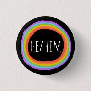 ER/HIM Pronouns farbenfroher Regenbogenkreis Schwa Button