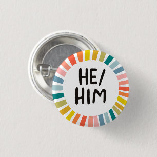 ER/HIM Pronouns Rainbow Soft Circle Ring Button