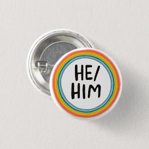 ER/HIM Pronouns Rainbow Soft Circle Ring Button