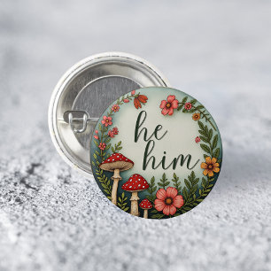 Er/Ihm Cottagecore Pronomen LGBTQ Pin Button