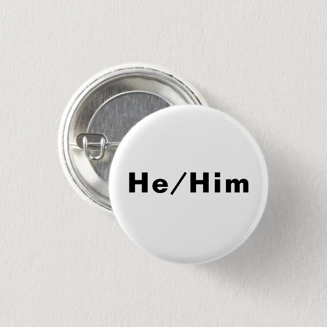 Er, Ihm Gender Pronouns Lgbtq Stolz Schwarz-weiß Button (Vorne & Hinten)