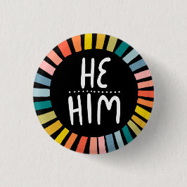 ER/IHM Pronouns Rainbow Handlett Pride Button