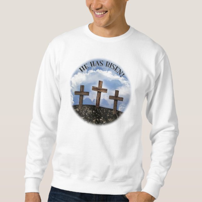 Er ist 3 schroffe Kreuze mit Prayer Lords Sweatshirt (Vorderseite)