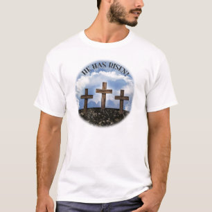 Er ist auferstanden 3 raue Kreuze mit Vaterunser T-Shirt