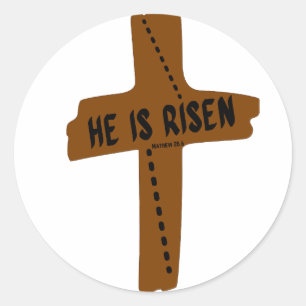 Er ist auferstanden Bibelvers Kreuz für die Osterz Runder Aufkleber