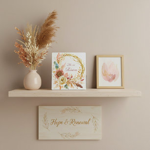 Er ist auferstanden Boho-Blumenkranz Ostern Fotoplatte